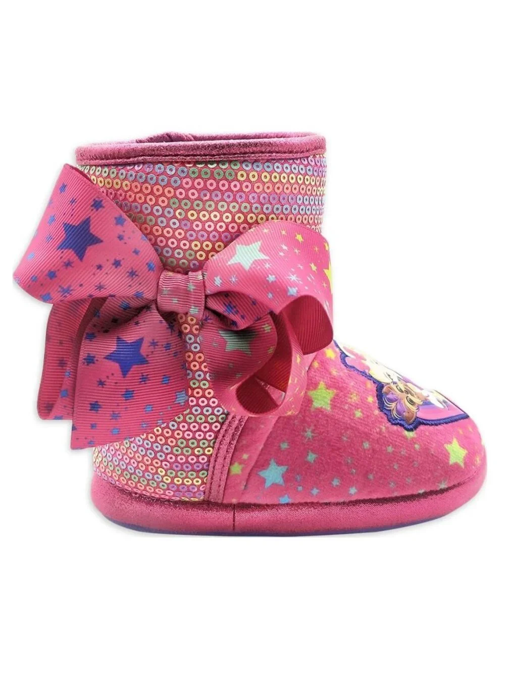 JoJo Siwa Kids Size 7/8 Bootie Slippers Bow Sequins Jojo BowBow Artwork